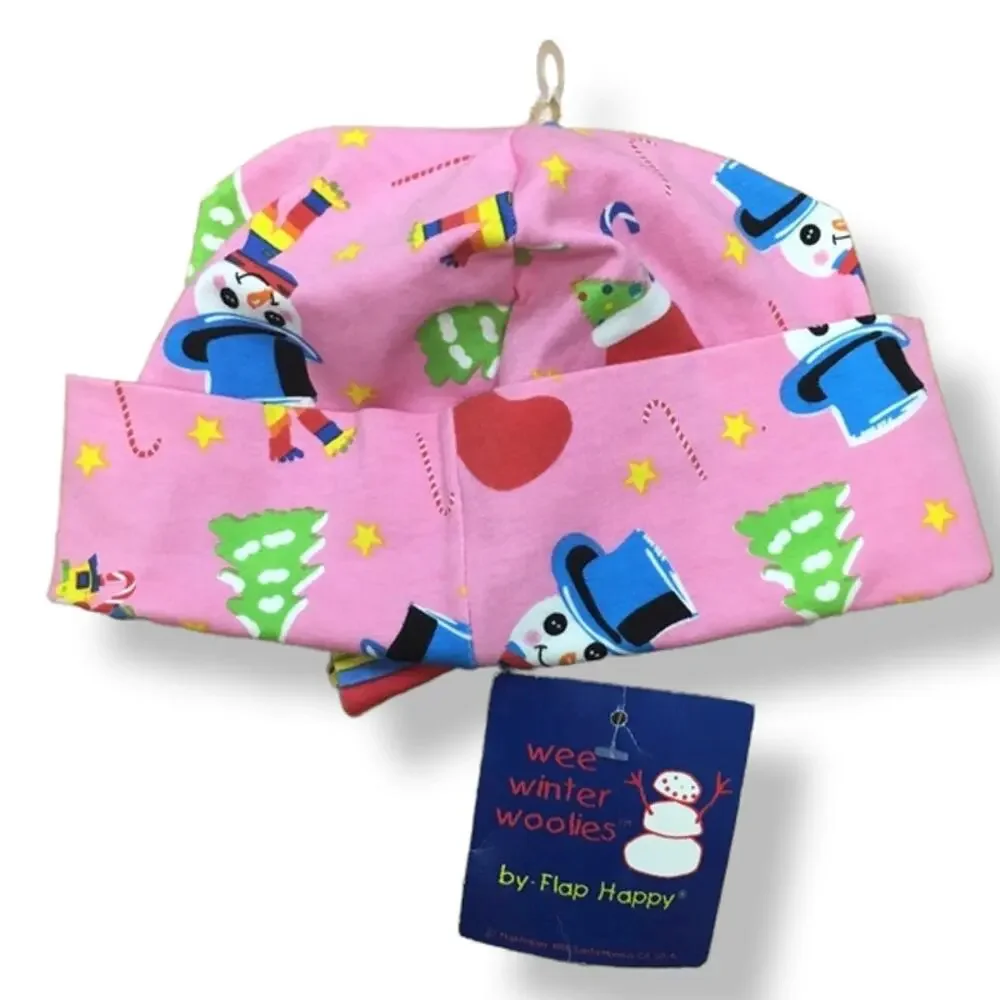 Wee Winter Woolies Baby Girls Hat Size‎ Large Pink Snowman Beanie NEW